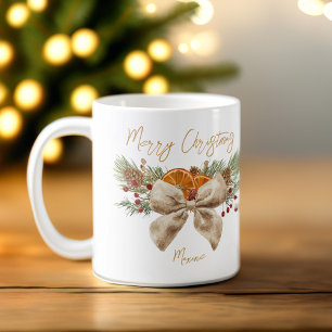 Coquette bow rustic Christmas gifts personalised Coffee Mug