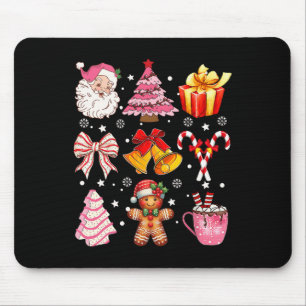 Coquette Bow Santa Christmas Tree Cake Candy Ginge Mouse Mat
