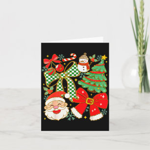 Coquette Bow Santa Claus Merry Christmas Women Xma Card