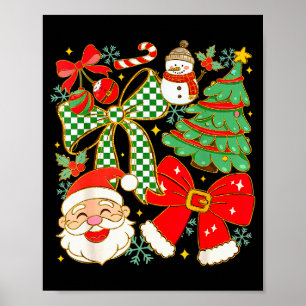 Coquette Bow Santa Claus Merry Christmas Women Xma Poster