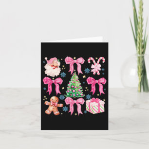 Coquette Bow Santa Claus Pink Merry Christmas Wome Card