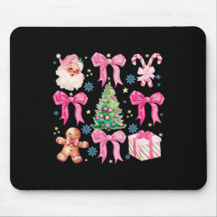Coquette Bow Santa Claus Pink Merry Christmas Wome Mouse Mat