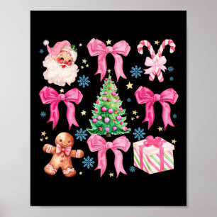 Coquette Bow Santa Claus Pink Merry Christmas Wome Poster
