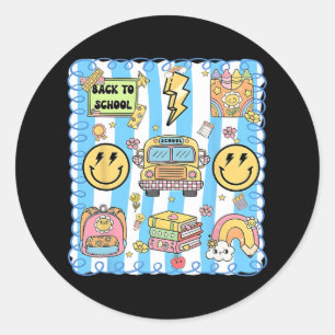 Coquette Bow School Bus Funny Back To School Teach Classic Round Sticker
