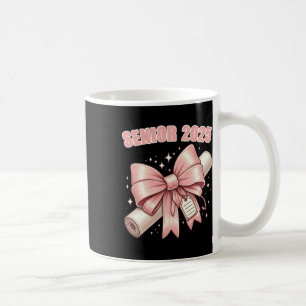 Coquette Bow Senior 2025 Graduation Long Sleeve Coffee Mug