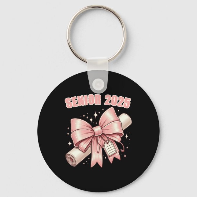 Coquette Bow Senior 2025 Graduation Long Sleeve  Key Ring (Front)