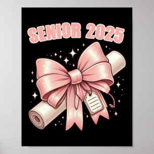 Coquette Bow Senior 2025 Graduation Long Sleeve Poster