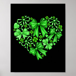 Coquette Bow Shamrock Heart St Patricks Day Irish Poster