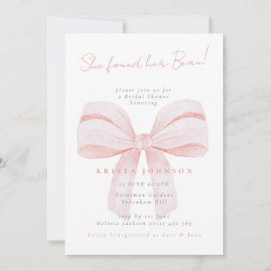 Coquette Bow She Found Her Beau Bridal Shower Invitation