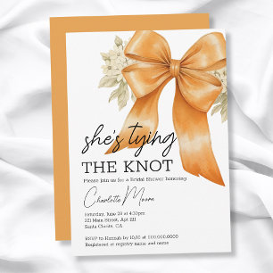 Coquette Bow She's Tying The Knot Bridal Shower Invitation