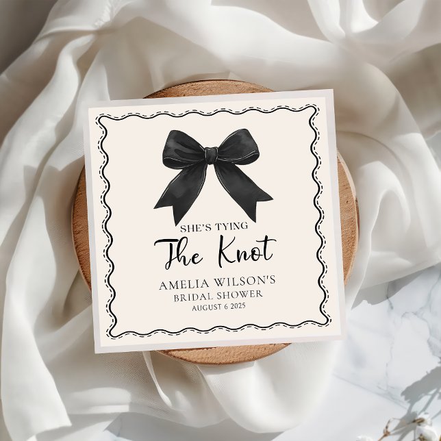 Coquette Bow Shes Tying The Knot Bridal Shower Napkin (Creator Uploaded)