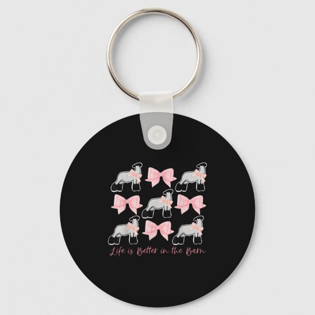 Coquette Bow Show Lamb Breeder Stock Show Mum Live Key Ring (Front)
