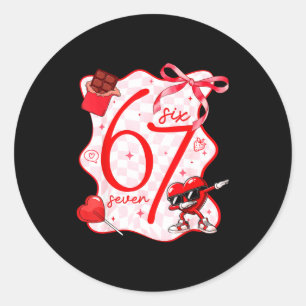 Coquette Bow Six Seven 67 Meme Dabbing Heart Valen Classic Round Sticker