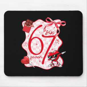 Coquette Bow Six Seven 67 Meme Dabbing Heart Valen Mouse Mat