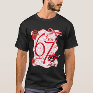 Coquette Bow Six Seven 67 Meme Dabbing Heart Valen T-Shirt