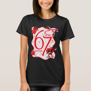 Coquette Bow Six Seven 67 Meme Dabbing Heart Valen T-Shirt