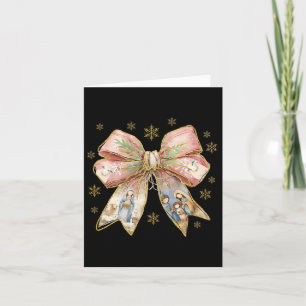Coquette Bow Snowflake Jesus Christmas Xmas Holida Card