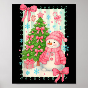Coquette Bow Snowman Nk Christmas Tree Funny Xmas  Poster