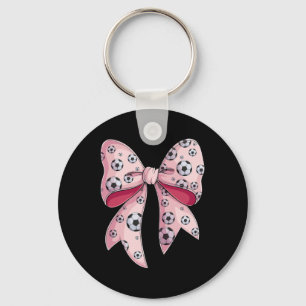 Coquette Bow Soccer Byll Toddler Youth Girls Women Key Ring