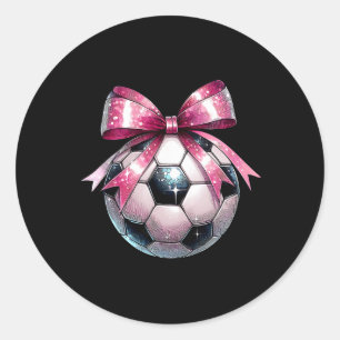 Coquette Bow Soccer Disco Byll Mothers Day Pink Ri Classic Round Sticker