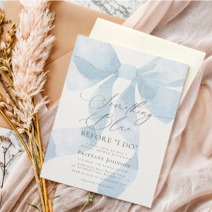 Coquette Bow Something Blue Bridal Shower Invitation