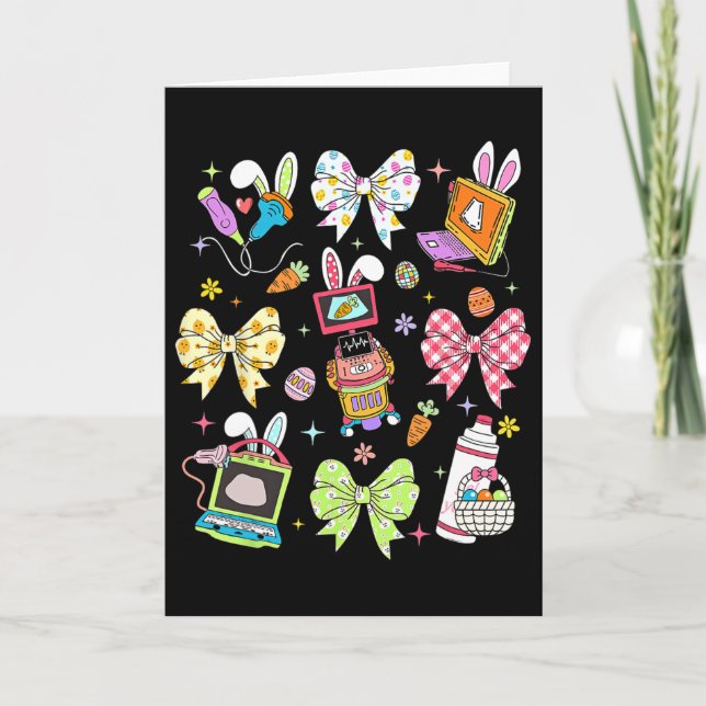 Coquette Bow Sonographer Easter Ultrasound Tech Rd Card (Front)