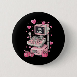 Coquette Bow Sonographer Valentine Ultrasound Tech 6 Cm Round Badge