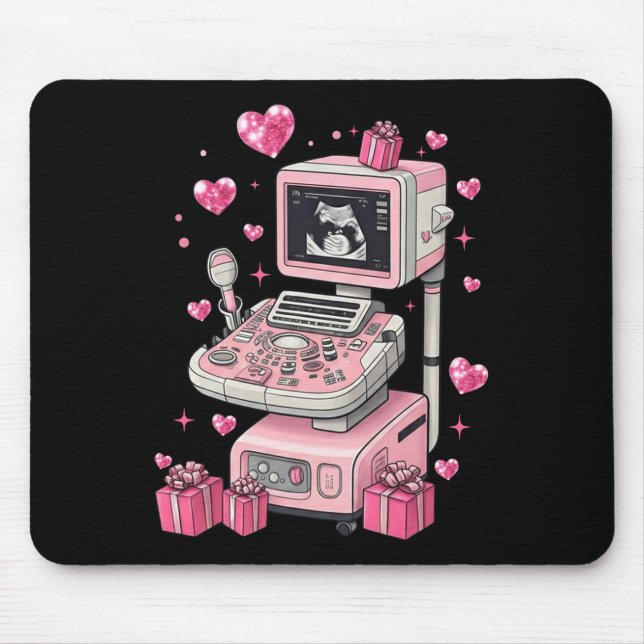 Coquette Bow Sonographer Valentine Ultrasound Tech Mouse Mat (Front)
