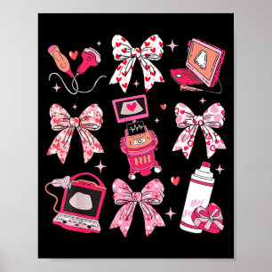 Coquette Bow Sonographer Valentine Ultrasound Tech Poster
