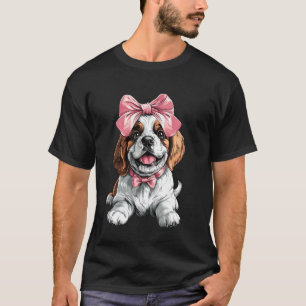 Coquette Bow St. Bernard Dog Mum Girl Pink Mother' T-Shirt