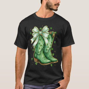 Coquette bow st patricks day western cowboy boots T-Shirt