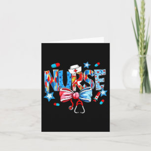 Coquette Bow Stethoscope Nurse 4th Of July Nursing Card