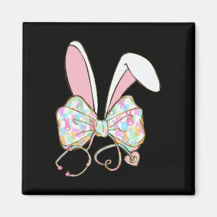 Coquette Bow Stethoscope Nurse Happy Easter Bunny  Magnet