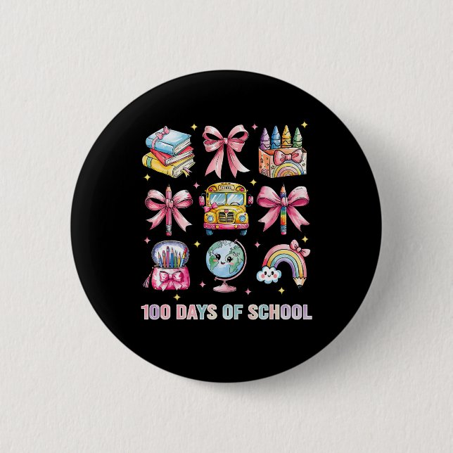 Coquette Bow Student Teacher 100 Days Of School 8  6 Cm Round Badge (Front)