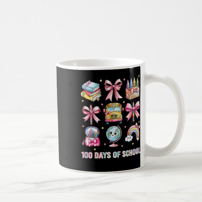 Coquette Bow Student Teacher 100 Days Of School 8  Coffee Mug (Right)