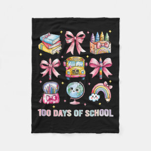 Coquette Bow Student Teacher 100 Days Of School 8 Fleece Blanket