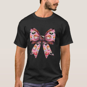 Coquette Bow Sushi Japanese Food Pattern Pink Ribb T-Shirt