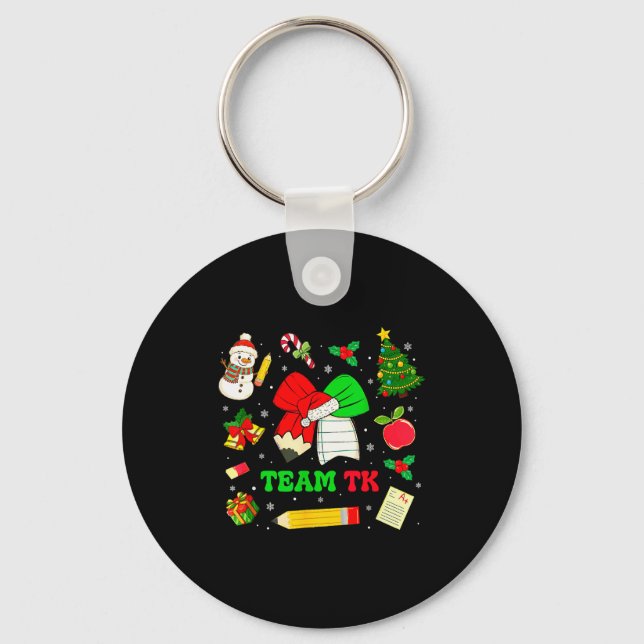 Coquette Bow Team Tk Christmas Transitional Kinder Key Ring (Front)