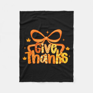 Coquette Bow Thanksgiving Autumn Christian Jesus G Fleece Blanket