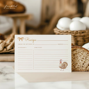 Coquette Bow Thanksgiving Recipe Card