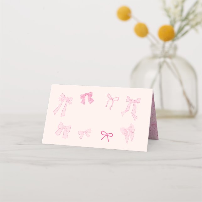 Coquette Bow Theme Party Food Label Place Card (Front)