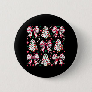 Coquette Bow Tree Cake Candy Cane Merry Christmas 6 Cm Round Badge