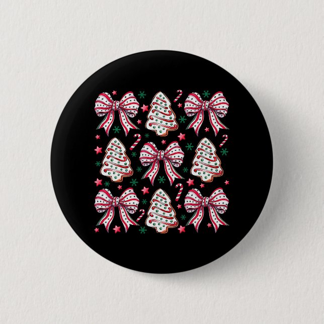 Coquette Bow Tree Cake Candy Cane Merry Christmas  6 Cm Round Badge (Front)