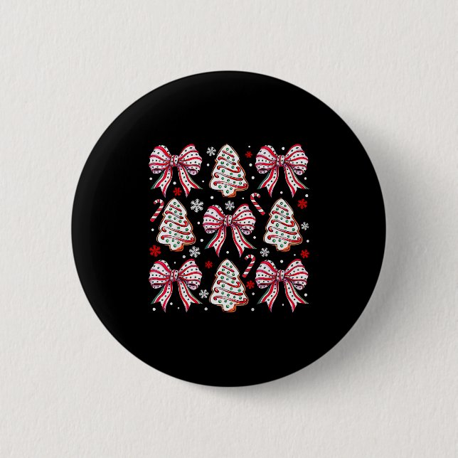 Coquette Bow Tree Cake Candy Cane Merry Christmas  6 Cm Round Badge (Front)