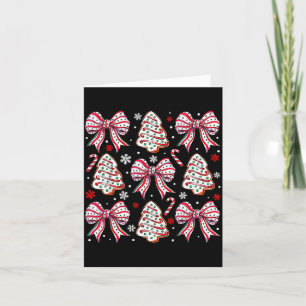 Coquette Bow Tree Cake Candy Cane Merry Christmas  Card