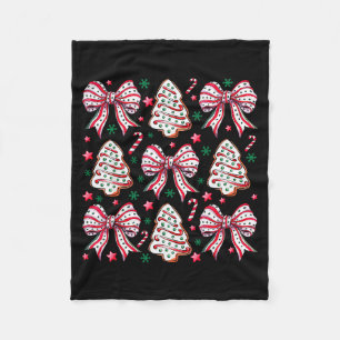 Coquette Bow Tree Cake Candy Cane Merry Christmas  Fleece Blanket