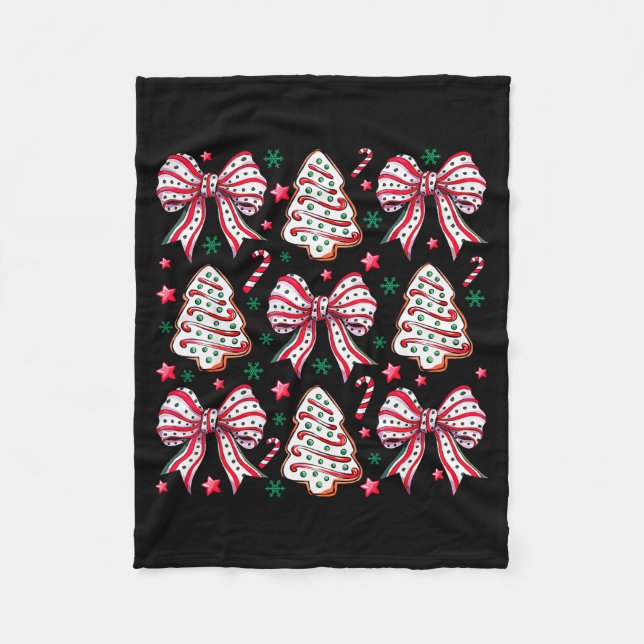 Coquette Bow Tree Cake Candy Cane Merry Christmas  Fleece Blanket (Front)