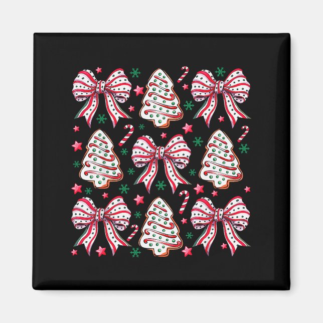 Coquette Bow Tree Cake Candy Cane Merry Christmas  Magnet (Front)