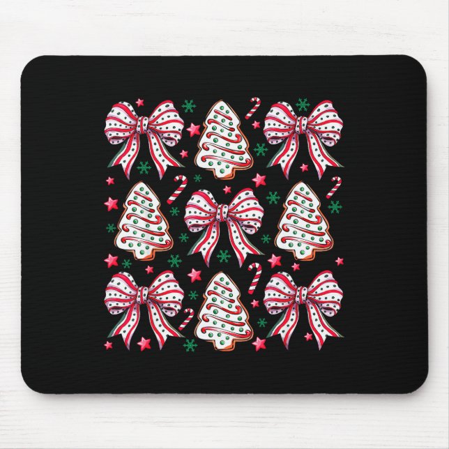 Coquette Bow Tree Cake Candy Cane Merry Christmas  Mouse Mat (Front)