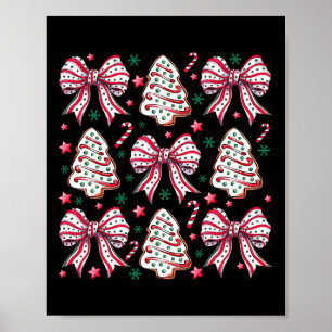 Coquette Bow Tree Cake Candy Cane Merry Christmas  Poster